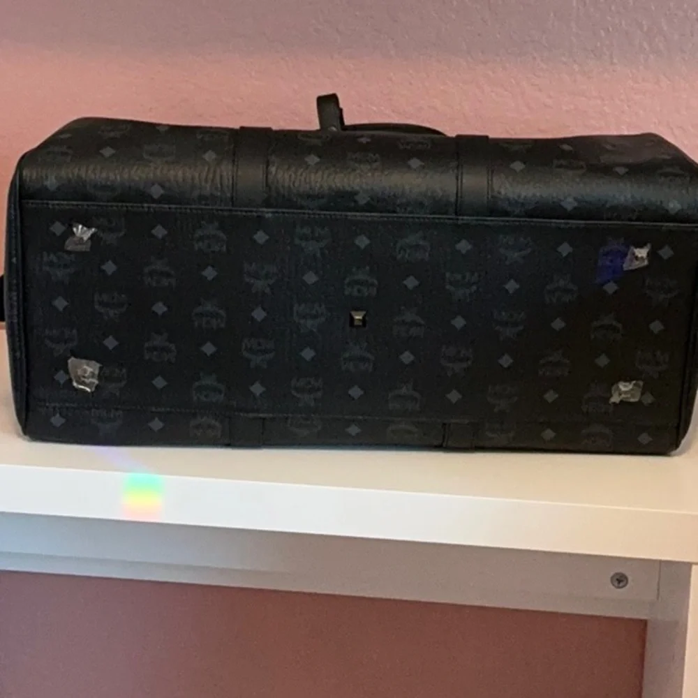 MCM Black Ottomar Weekender Duffel Bag Luxurious Travel Essential - Picture 8 of 12